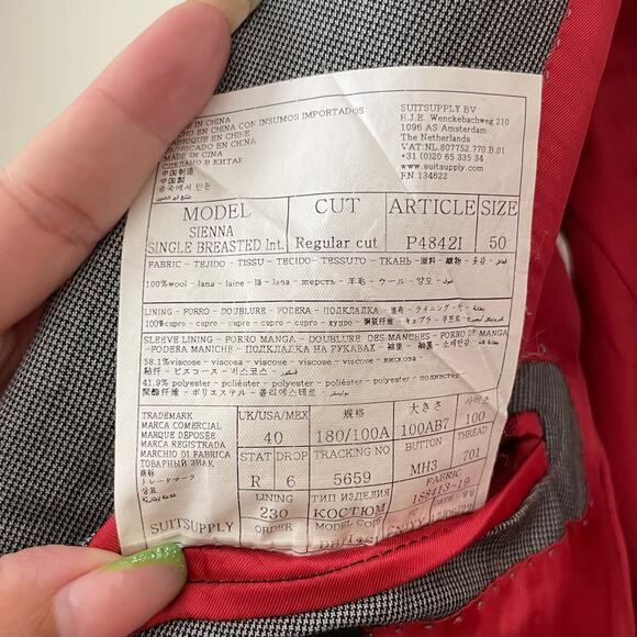 Suitsupply Blazer Men US 40 Gray Sienna Wool Reda Super 130s Sport Coat Jacket - Picture 13 of 14